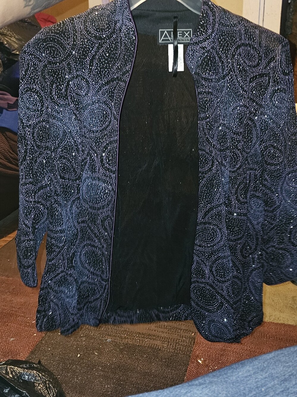 Alex Evenings Navy Beaded Evening Jacket And Top